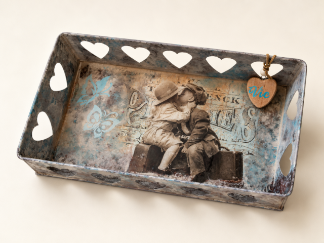 Plateau métallique "Petits Amoureux 1900"