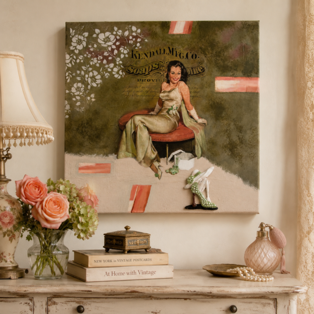 Toile sur support bois "Pin Up" 1950 sur Sofa
