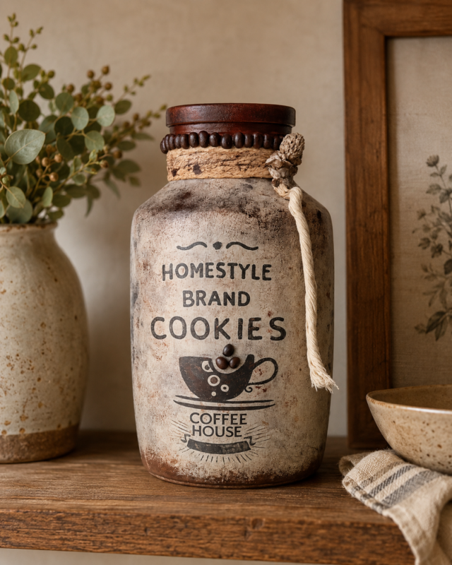 Magnifique grand pot à cookies (ou à café) "Home Style Cookies"