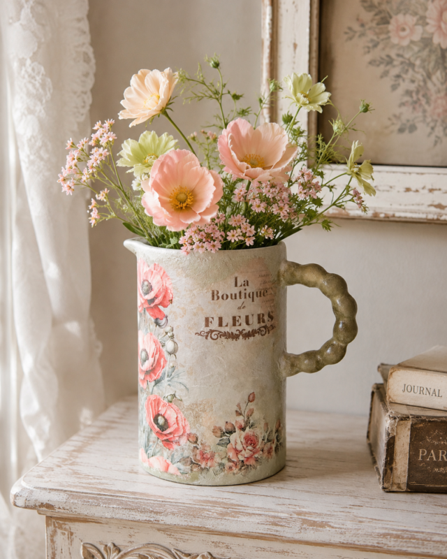 Pichet rose champêtre