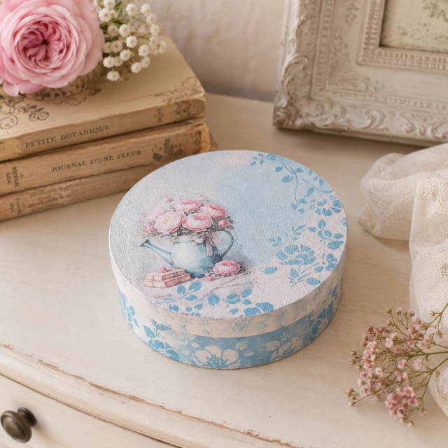 Boîte rond "Arrosoir fleuri"